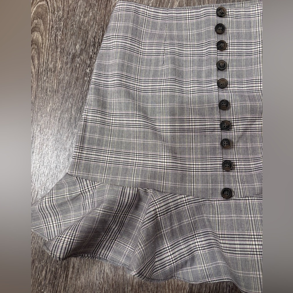 Plaid Ruffle Mini Skirt Academia High Waist Pleated Check - Picture 2 of 9